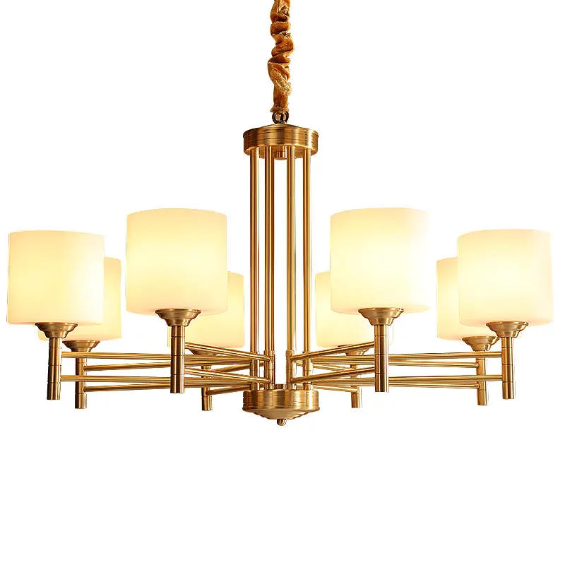 Creative Copper Chandelier retro personality 8 arm glass lampshade Luxury Suspendsion light Fixtures E14 lamp white AC220V 110V | Лампы и