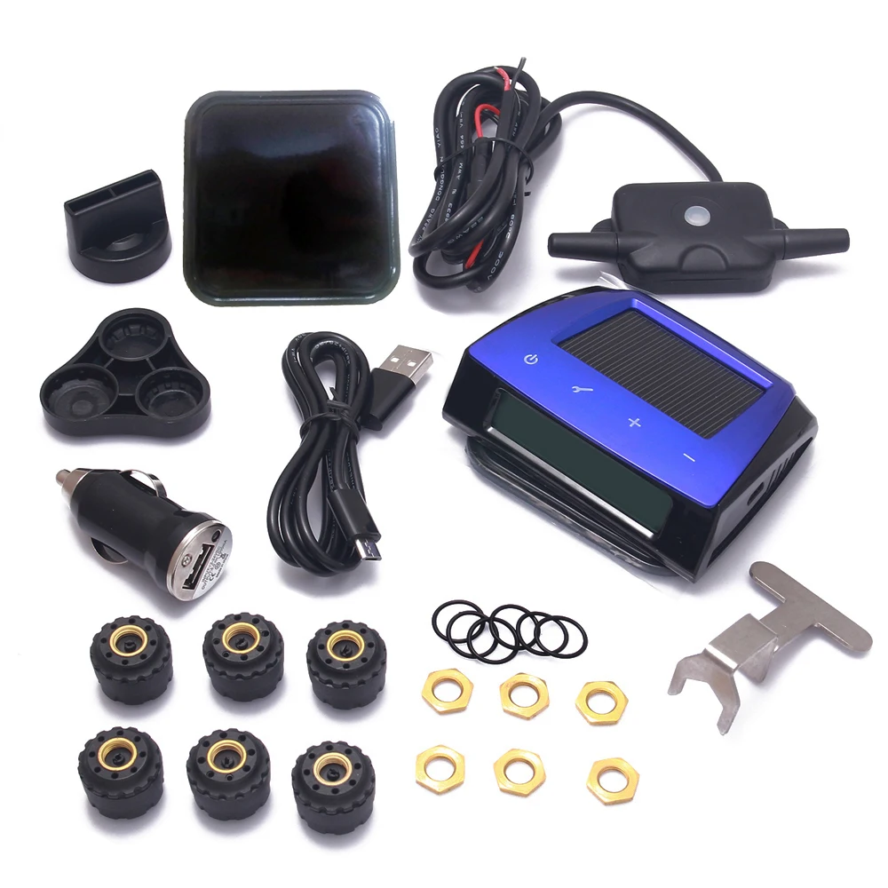 CARCHET TPMS система контроля давления в шинах Солнечная энергия Беспроводная ЖК-система контроля давления в шинах автомобильная система TPMS+ 6 внешних датчиков DIY