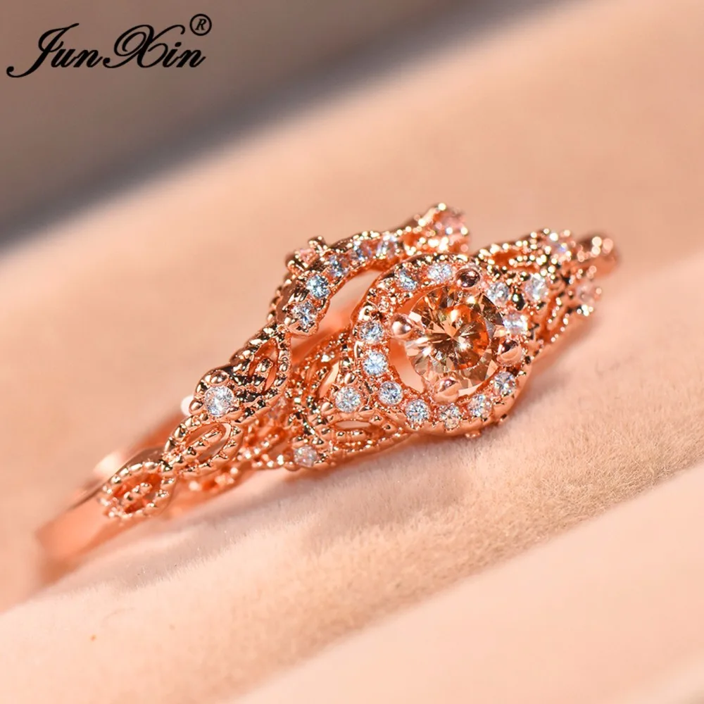 Набор Колец JUNXIN женских с крупным фианитом милые ювелирные украшения в винтажном