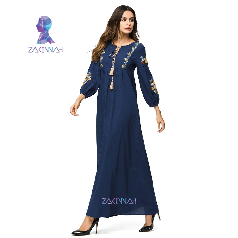 Женская одежда больших размеров abaya халат Вышивка мусульманское длинное платье