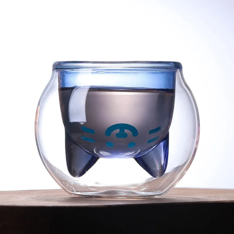 140 мл кружка с милым животным кофейная чашка двойным стеклом креативная для сока