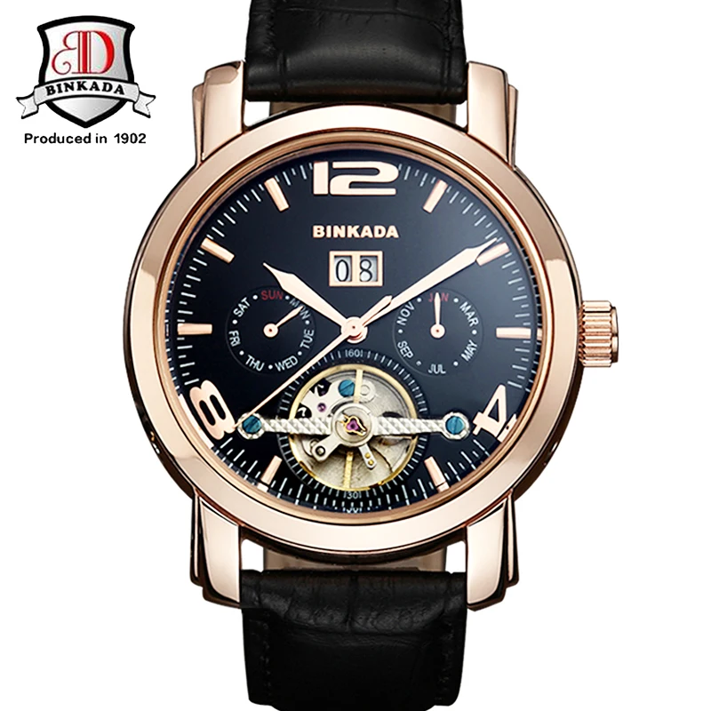 BINKADA Сапфир Автоматические Механические Часы Мужчин Хронограф Из Нержавеющей