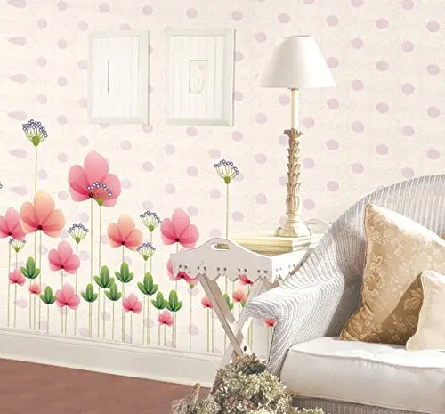 Съемные настенные наклейки ПВХ DIY двойные цветы лотоса на одном стебле Виниловая