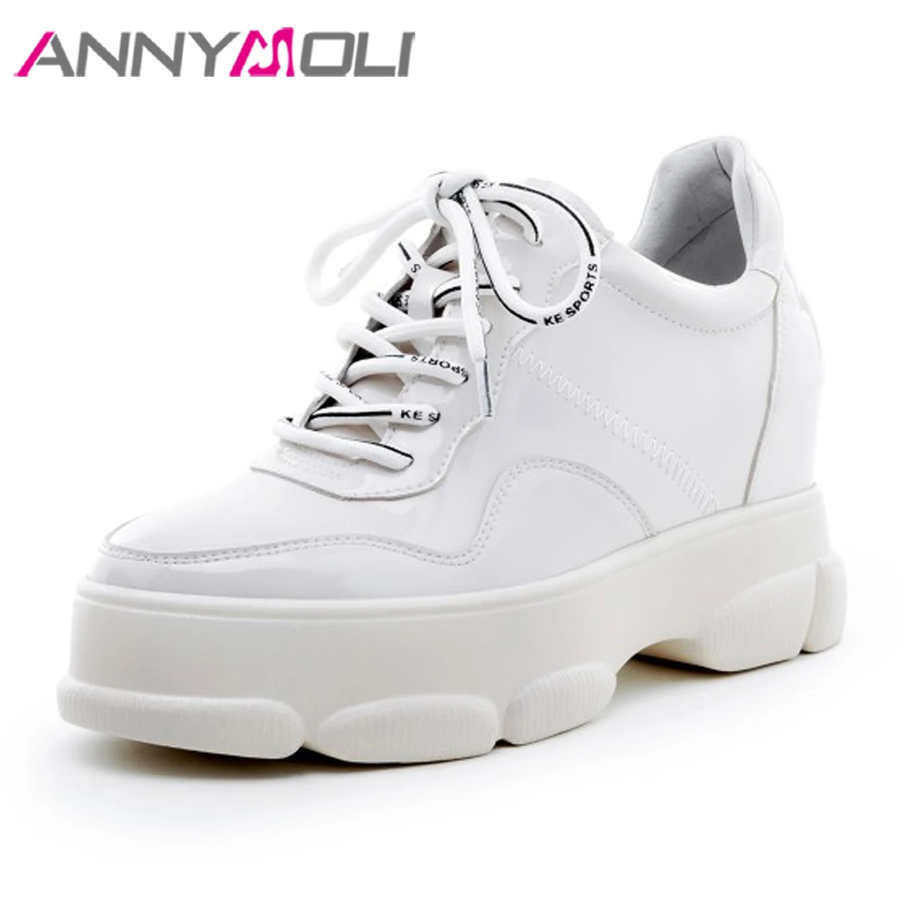 Туфли ANNYMOLI женские из лакированной кожи на платформе высокий каблук шнуровке