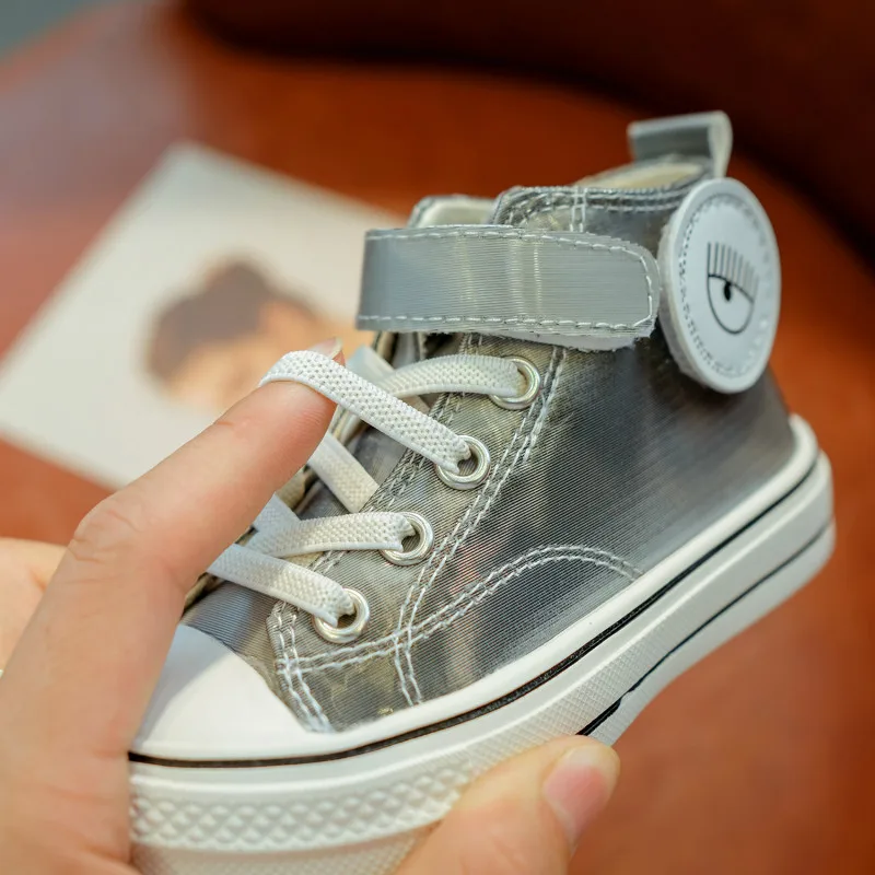 Детская обувь детские высокие кроссовки Гламурные для бега с ресницами