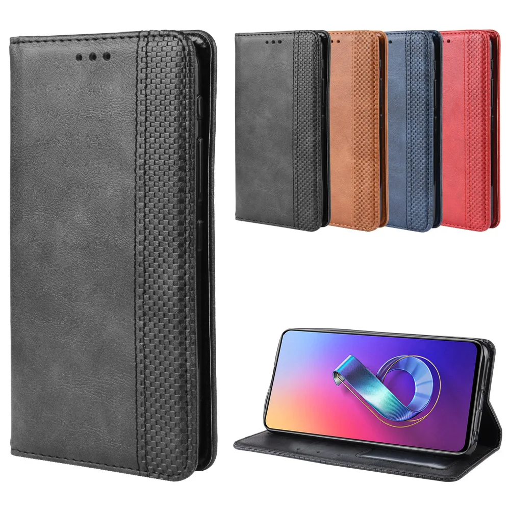 Роскошный тонкий кожаный чехол книжка в стиле ретро для Asus ZenFone 6 ZS630KL 4 дюйма