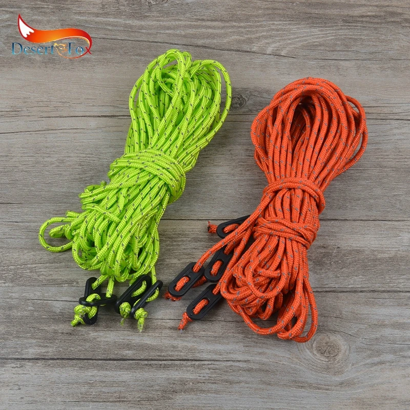 

Desert&Fox Reflective Wind Ropes 2m/pc with Buckle 4pcs/pack Tent Sun Shelter Windproof Ropes