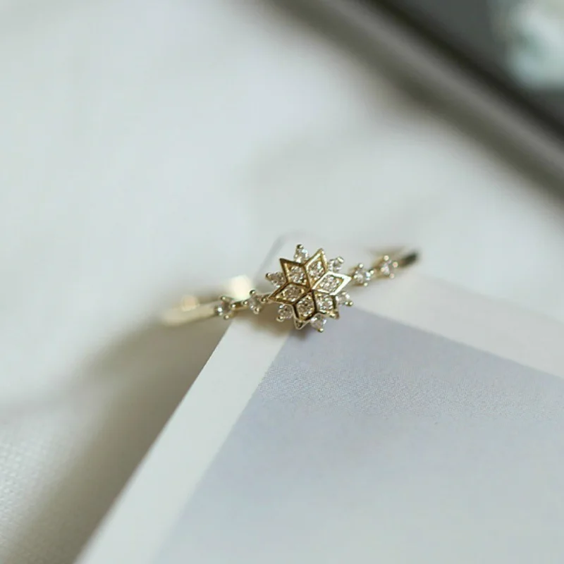 Cute Women's Snowflake Rings Female Chic Dainty Rings Party Delicate Rings Wedding Jewelry images - 6