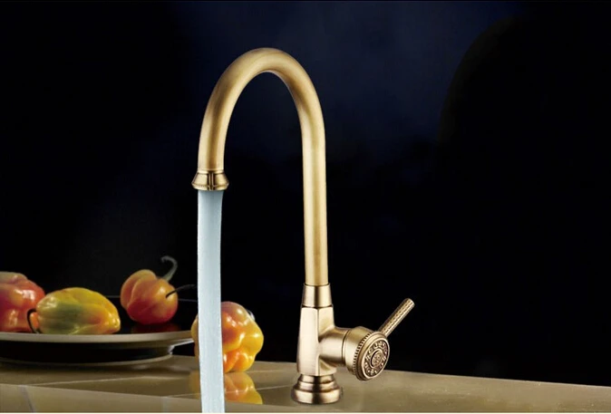 Роскошные элегантные Античное золото бронзовый кран Кухня Ванная комната сосуд