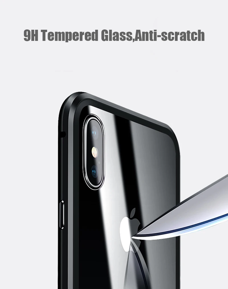 Магнитный чехол для iphone XS Max 360 дюйма передний + задний двусторонний 9H из