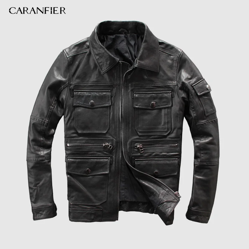 CARANFEIR 2019 100% мужская кожаная куртка из овечьей кожи новый стиль искусственная