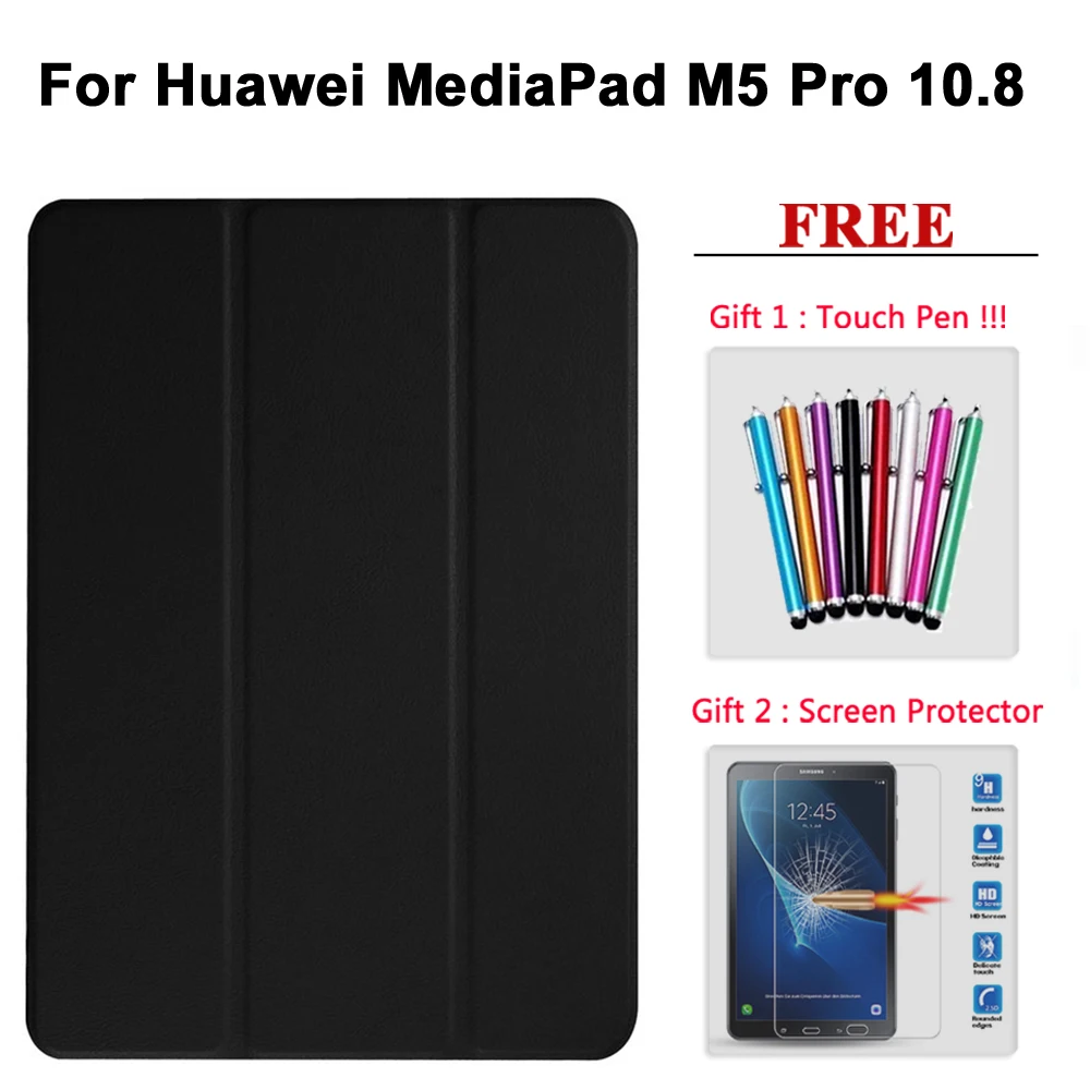 M5 Pro 10.8 hei Защита экрана+ чехол для huawei MediaPad M5 Pro 10,8/M5 8,4/M5 Lite 10,1 кожаный смарт-чехол для медиа-планшета M5 8,4/10/10,8 - Цвет: M5 Pro 10.8 hei