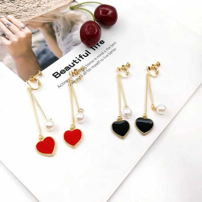 Милые жемчужные серьги в форме сердца кисточка золотого цвета длинные без