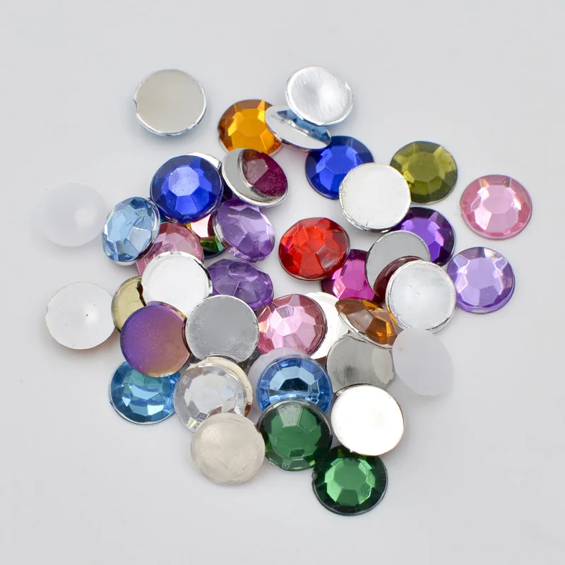

500PCS Mix Acrylic 8mm round Flatback rhinestone crafts diy jewelry making accessories supplies PF482