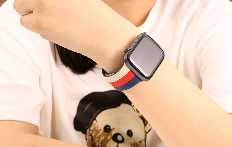 Ремешок для Apple Watch 4, 5, ремешок 44 мм, 40 мм, iWatch 5, 4, 3, 2, 1, ремешок 42 мм, 38 мм, спортивный силиконовый ремешок, браслет, Ремешки для наручных часов