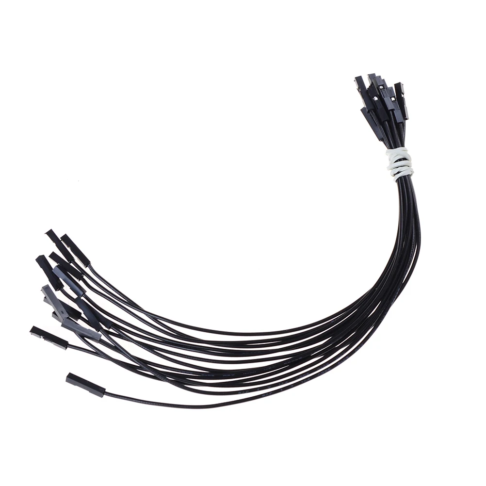 Черный 20 см 10 шт./лот Dupont кабель 20 см мягкий силиконовый провод 24AWG 1Pin женский перемычка высокого качества - Цвет: Черный