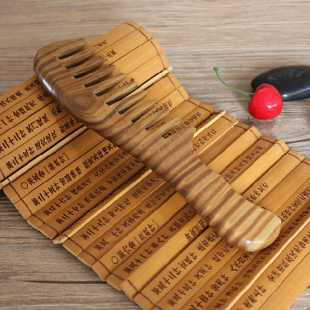 2PCS/LOT Styling Tools Thickening Green Wood Hair Combs Makeup Head Massager Antistatic Wooden Brush Health Care | Красота и здоровье