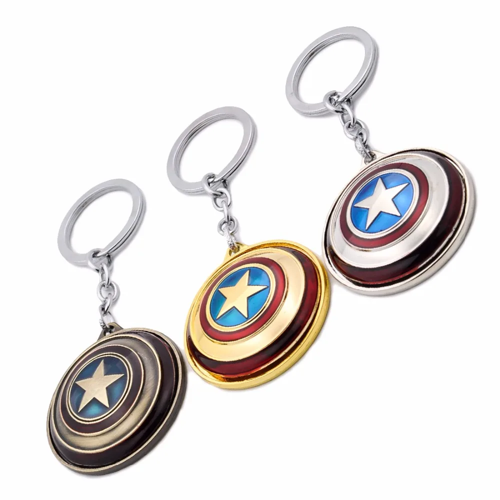 17 типов Marvel Hero Captain America Shield Круглый Вращающийся брелок на ключи с кольцом из