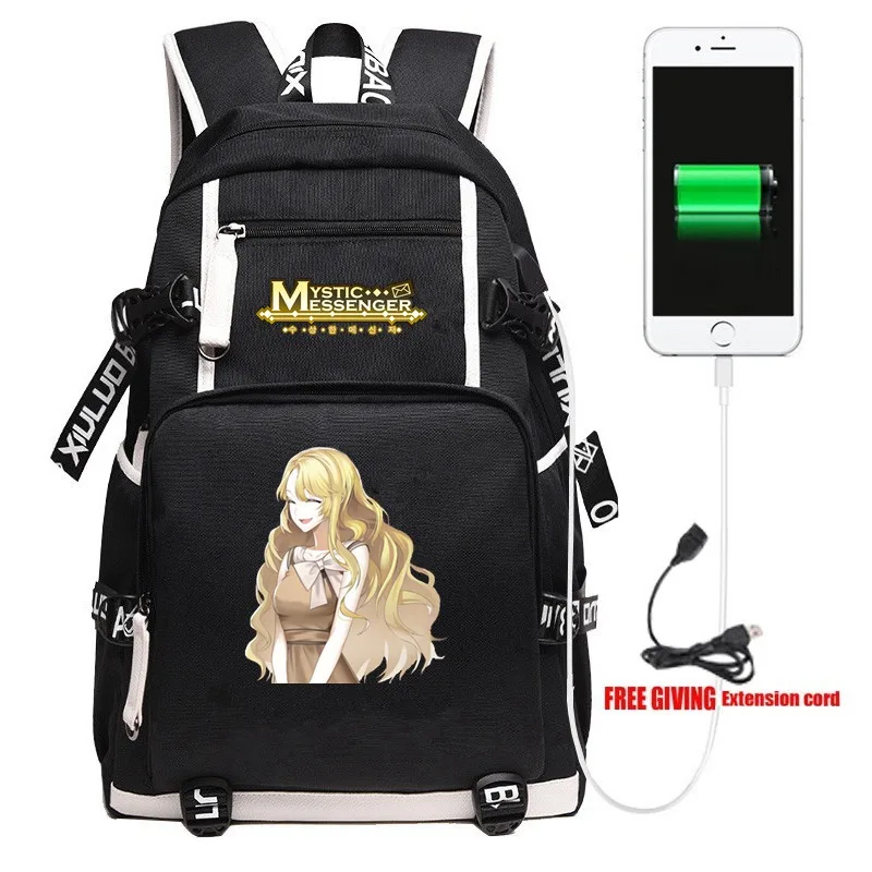 004 Аниме игра мистический Посланник Рюкзак с usb-портом, унисекс, цвета: черный, сумки через плечо, сумки для путешествий детский подростковый школьный Студент Сумки Рюкзак - Цвет: 004