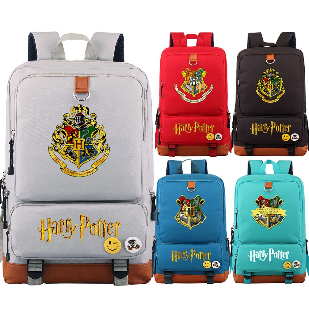 Волшебный школьный рюкзак Hogwarts золотой значок Слитерин школьная сумка для