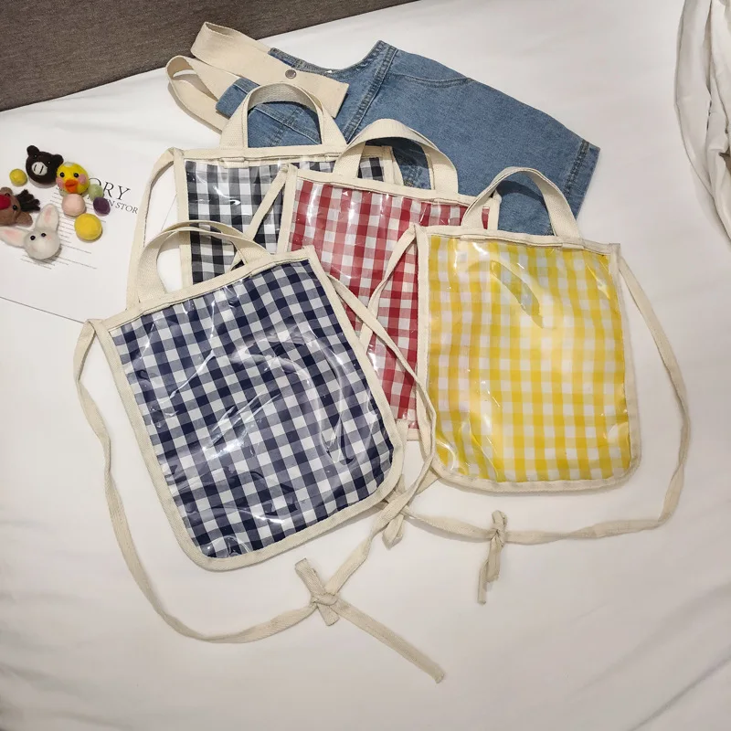 

Children Leisure Bag 2019 Summer New Transparent Shoulder Bag Simple Wild Crossbody Bag Korean Mini Boys/Girls Plaid Handbag