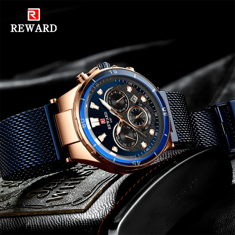 

REWARD Watches Men Luxury Brand Chronograph Men Casual Watches Waterproof Full Steel Gold Quartz Men's Watch Relogio Masculino