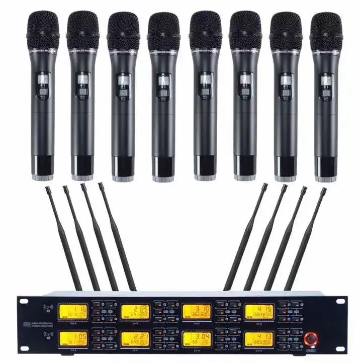 8 Handheld Mic Беспроводной микрофон Системы 8-канальный динамический Студийный микрофон Беспроводной KTV для караоке вечеринок встречи UHF Studio ручной микрофон - Цвет: 8 Handheld Mic