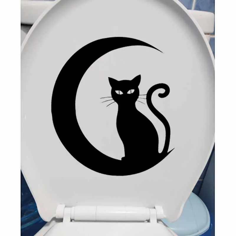 

Cat Black Wall Sticker Toilet Decal Kids Room Decoration
