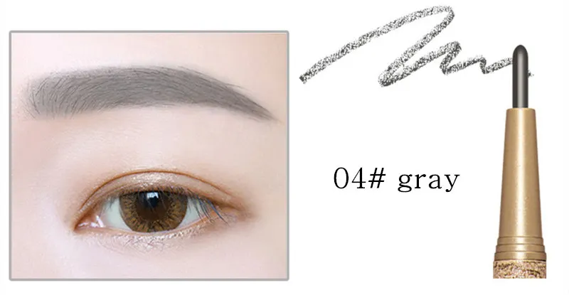 04 light smoky gray NOVO, набор для макияжа глаз, ручка для бровей+ 3 шт, заправка+ 3 шт, трафареты для бровей, косметический, водонепроницаемый, натуральный оттенок, карандаш для бровей с кисточкой - Цвет: 04 light smoky gray