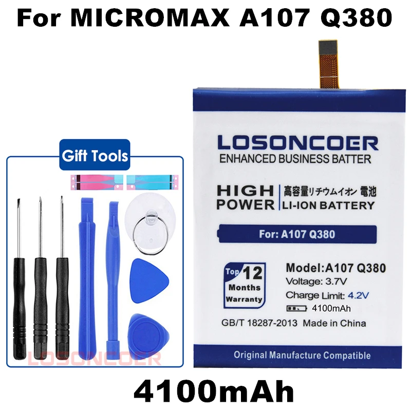 LOSONCOER 4100 мАч новые модели батарей для Micromax A107 Q380|mobile phone battery|battery forbattery for micromax |