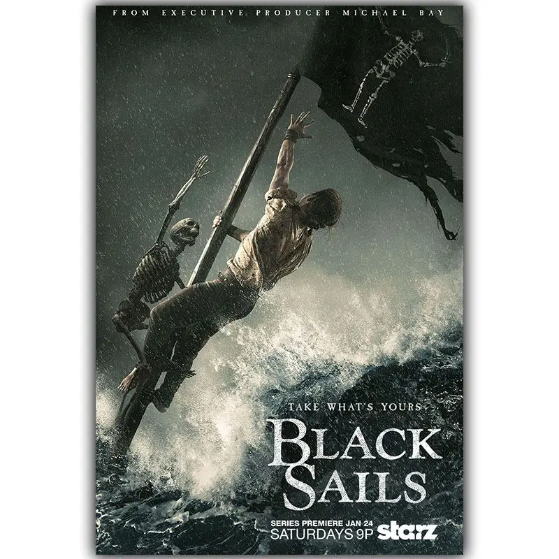 Черный Sails художественный шелковый постер с принтом 30x45 см 50x75 изображением