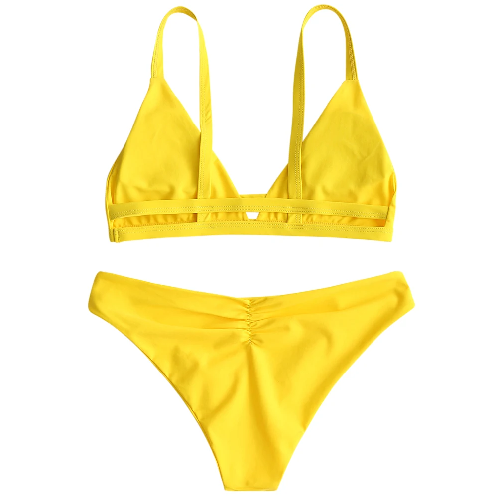 ZAFUL 2019 Cami лестница с вырезами бикини Рюшами Набор Купальники женский купальник на