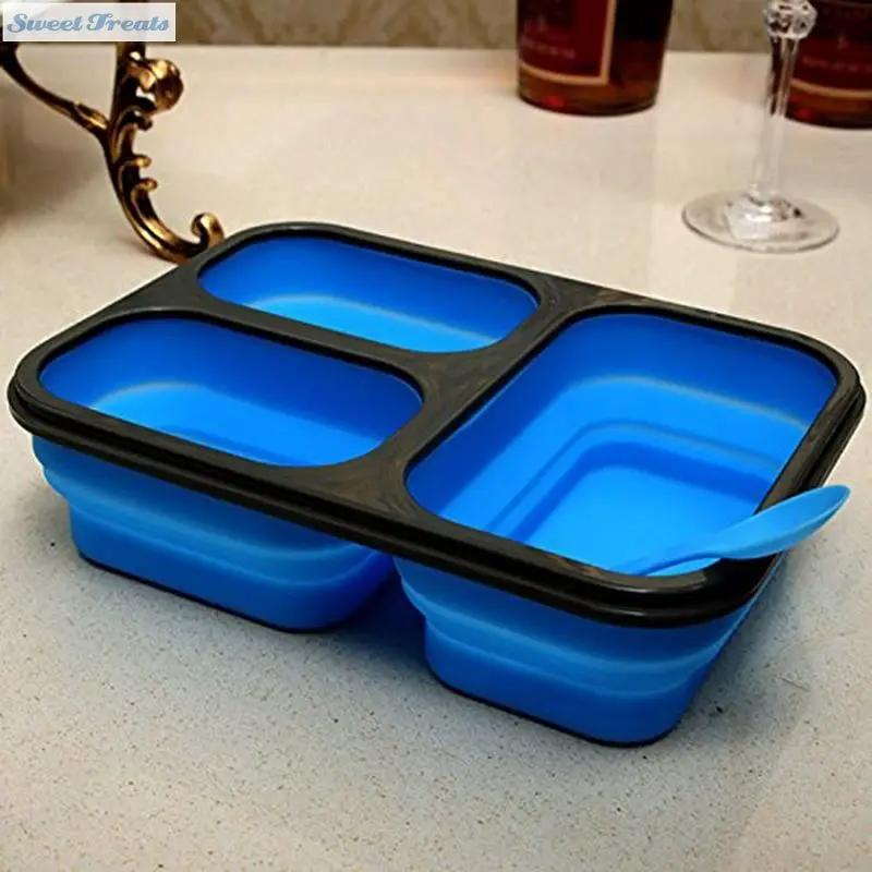Коробка для завтрака с 2 отсеками и столовыми приборами|collapsible lunch box|lunch compartmentsbox