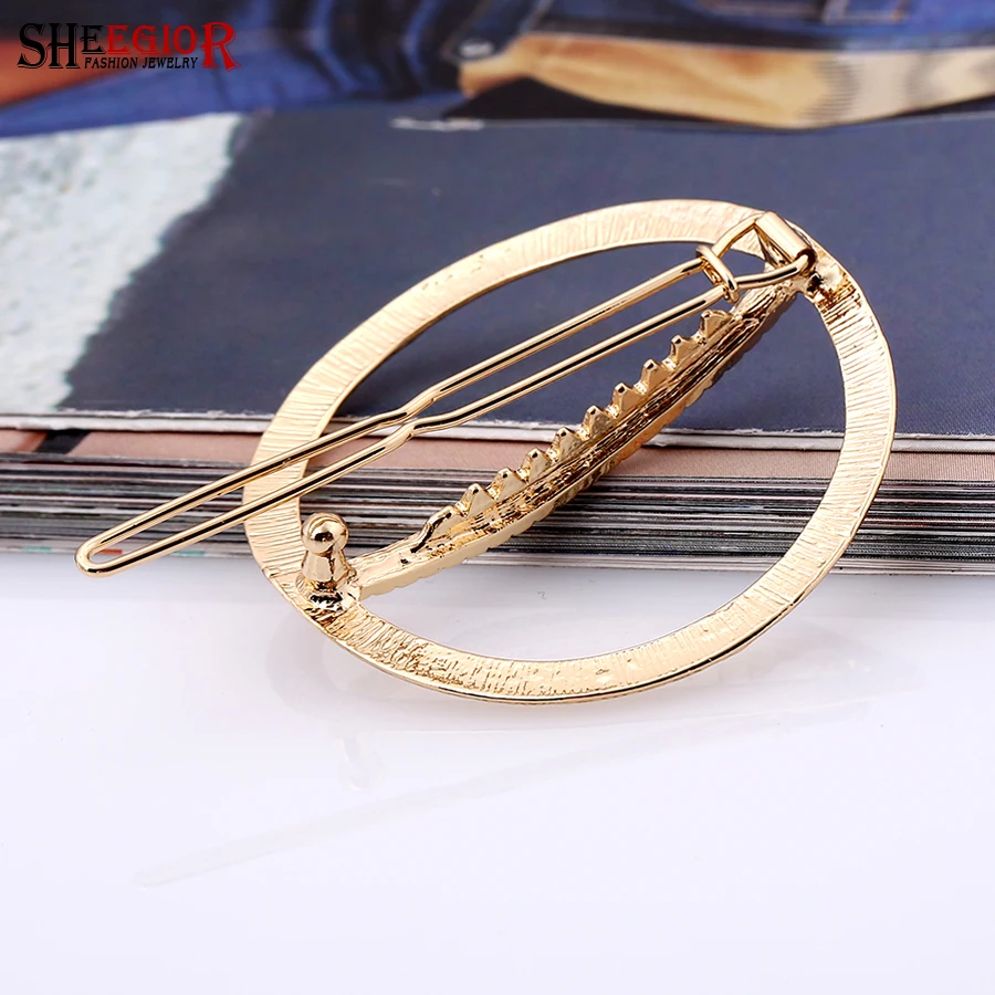 SHEEGIOR Classic Crystal Circular Hairgrips Hair Accessories for Women Gold Silver color Clip Rhinestone Party Jewelry | Украшения и