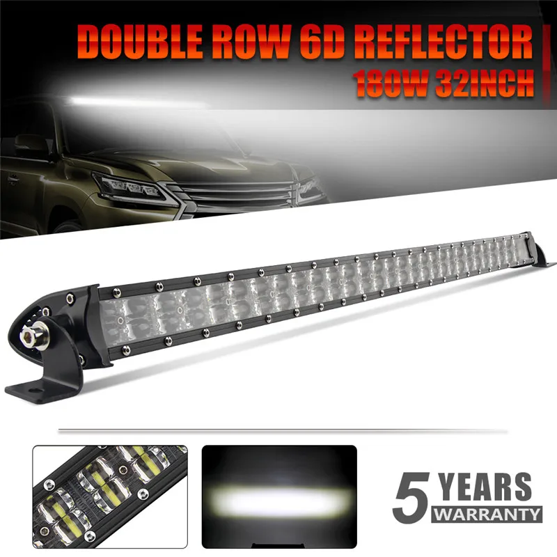 CO LIGHT Led Offroad Light Bar 6D 32inch 180W Led Bar Combo Auto Driving Work Lights for Truck Boat SUV ATV 4x4 4WD Jeep 12V 24V - Цвет: 6D 32 inch 180W
