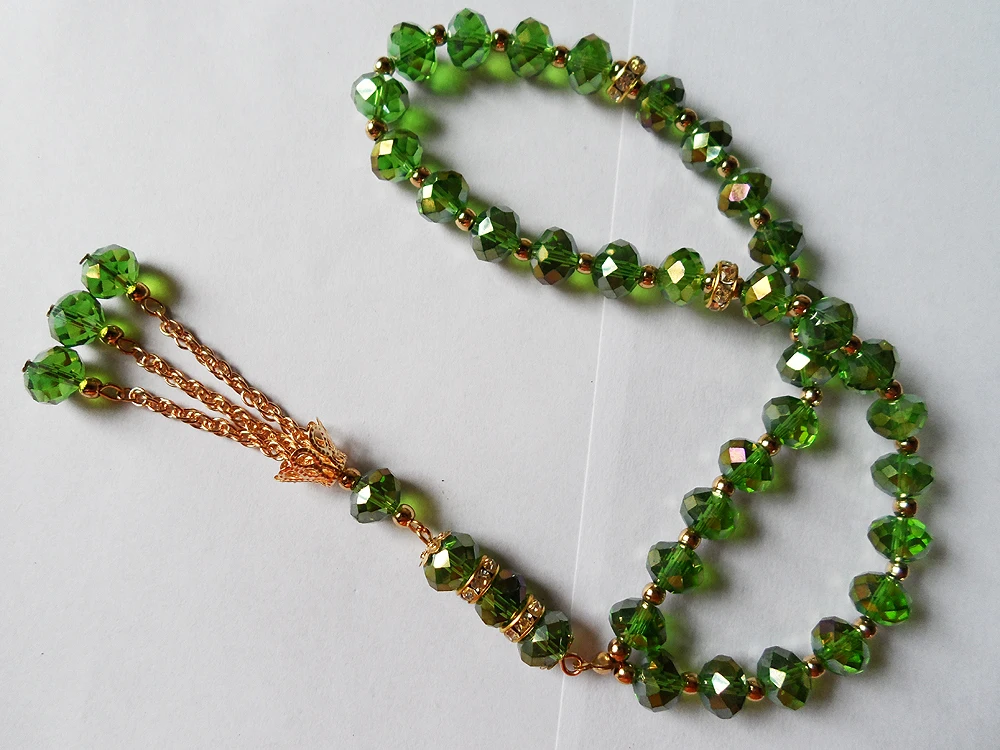 Высококачественные зеленые четки в мусульманском стиле браслет с 2 веревками