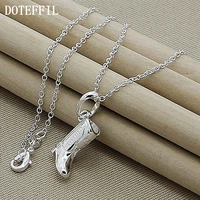 doteffil 925 sterling silver 18 inch chain high heels shoes pendant necklace for women wedding engagement fashion charm jewelry