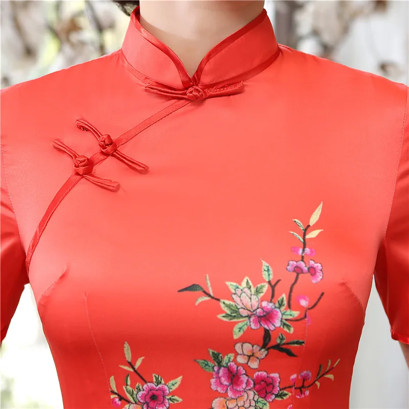 Вьетнамское платье Aodai традиционная Женская одежда красное аозай восточное