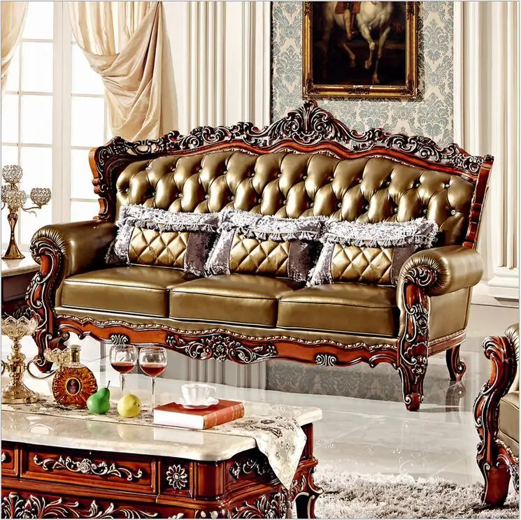 Высококачественный европейский античный диван для гостиной комплект мебели из