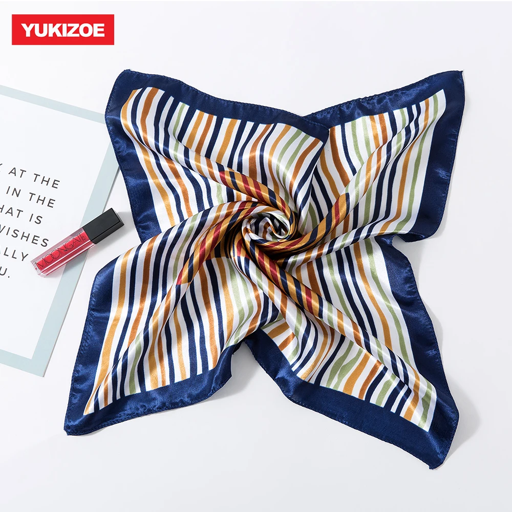 Small Square Hair Scarf Women Neck Hotel Waiter Flight Attendants Business Imitate Bandana Silk Bag Scarves 50*50CM | Аксессуары для