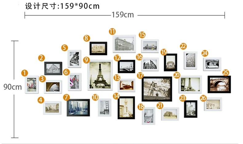 26 шт./компл. Multi Touch рамки для фото прямоугольник рамка для фотографий для Свадебные украшения стены искусства фоторамка Квадро de parede para sala