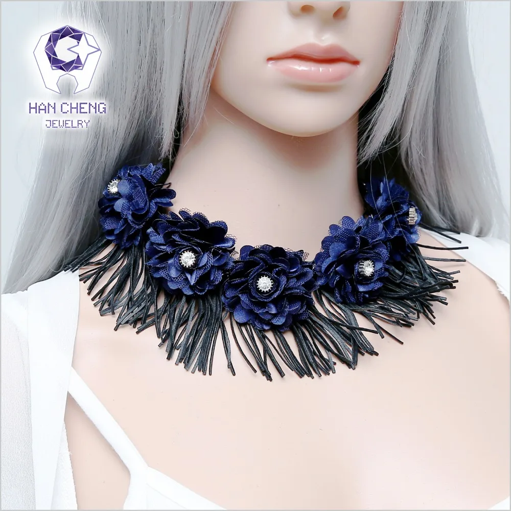 Новинка модное ожерелье HanCheng из искусственной кожи с кисточками стразы
