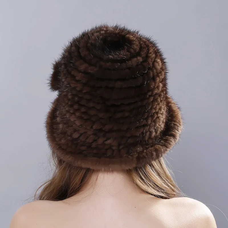 Меховая шапка с натуральным мехом для женщин норковая волос 2017 зимние теплые