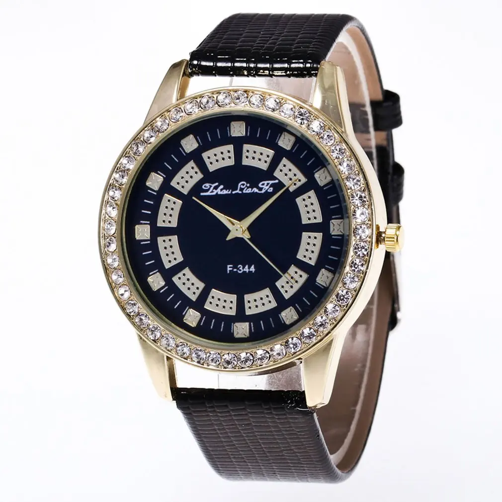 Кожаный ремешок браслет трендовый 2 круглых слоя узор Женский кварцевый