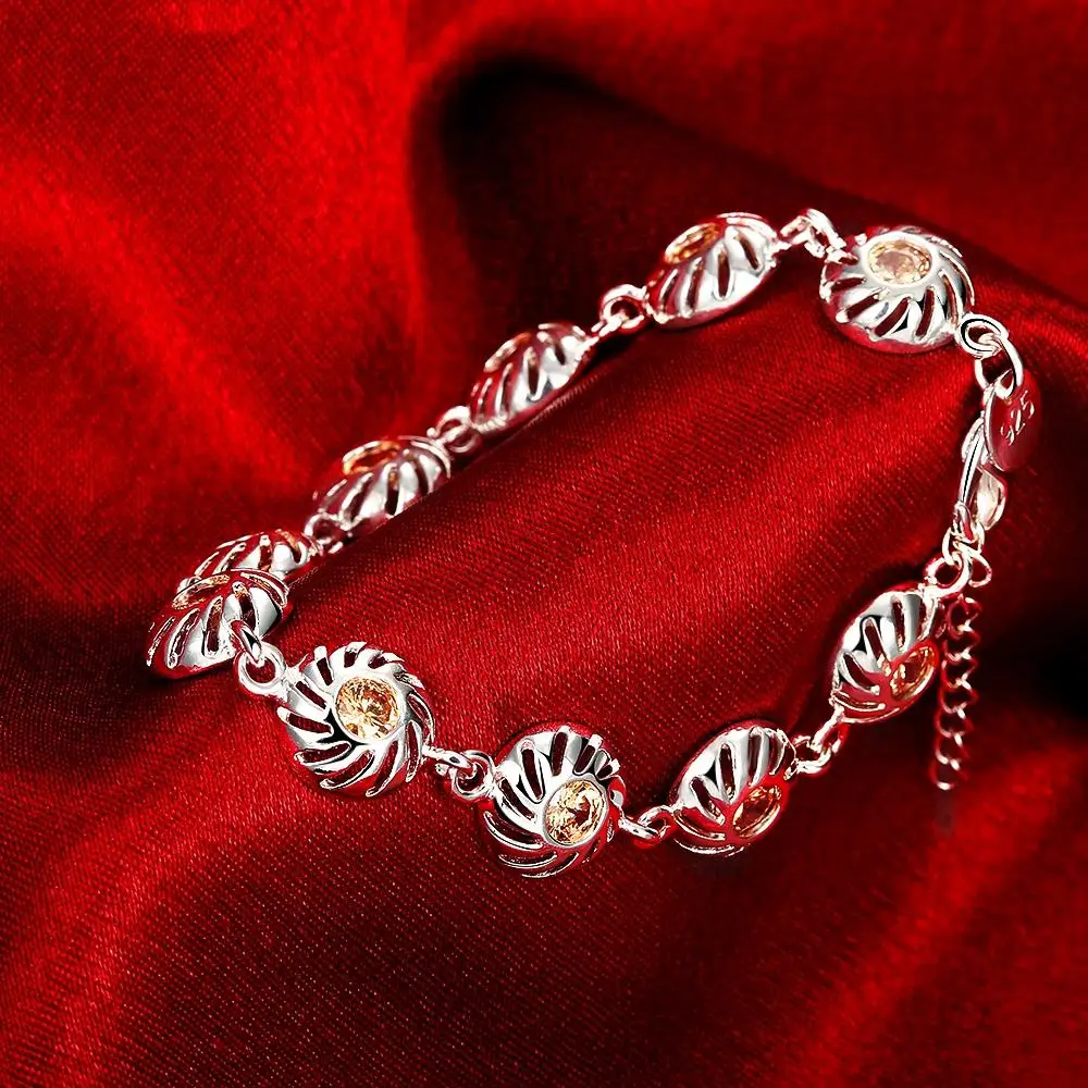 One Piece free Shipping 100% 925 Sterling Silver Round Champagne Cubic Zircon Bracelets Wedding Engagement Bangles | Украшения и