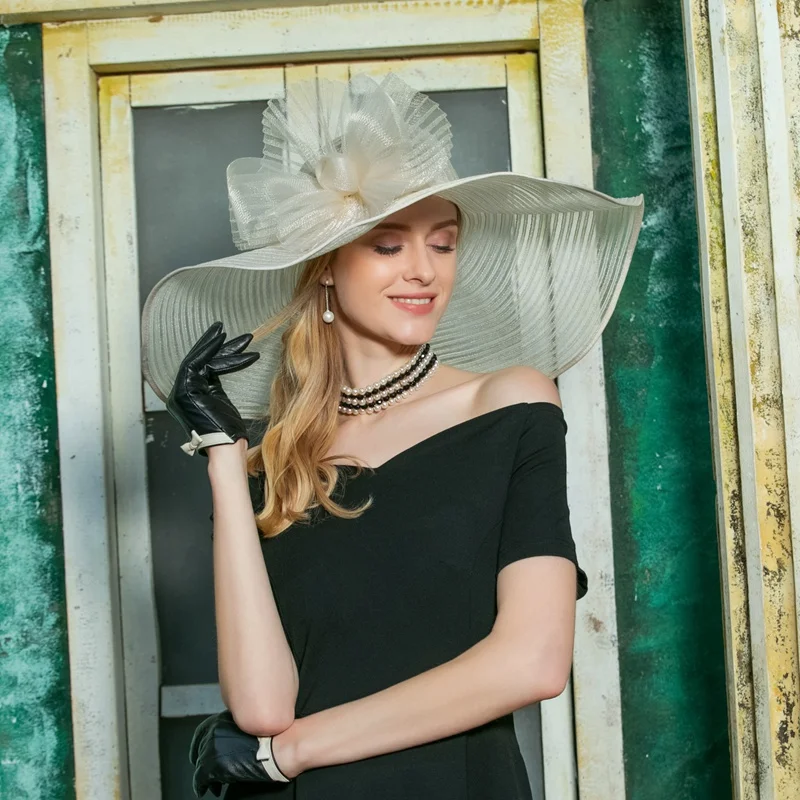 Шляпа женская из органзы с широкими полями|Женские фетровые шляпы| |