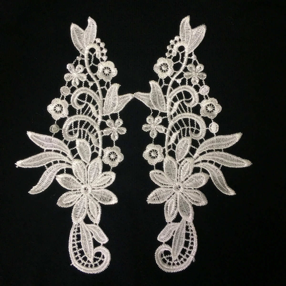 1 пара белая 18*7 см Цветочная вышивка ткань с кружевной аппликацией сеткой жаккард