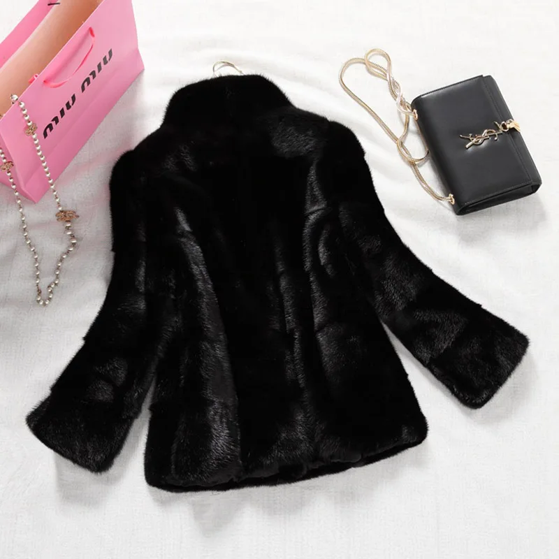 Бесплатная доставка зимняя теплая Женская норковая шуба Обычный воротник может