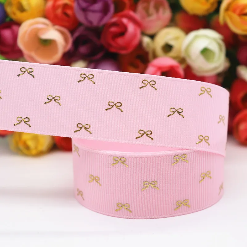 123 5 ярдов Grosgrain лента с золотым бантом печатная лента " 25 мм/1,5" 38 мм пробки для бутылок DIY ремесла аксессуары ручной работы M19060801 - Цвет: 123