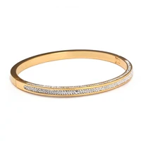 stainless steel women gold bangles bracelets cz cystals cuff wristband bracelet bangle for trendy femme jewelry gift